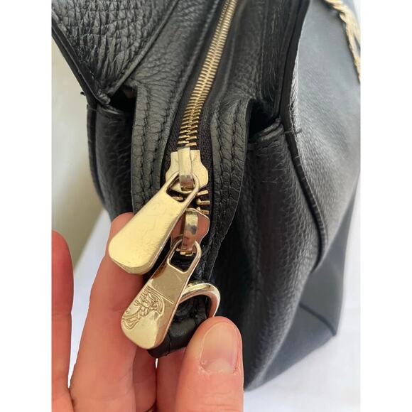 Authentic Versace Collection Pebbled Leather Chain Top Handle Bowler Bag Luxury - Picture 9 of 16